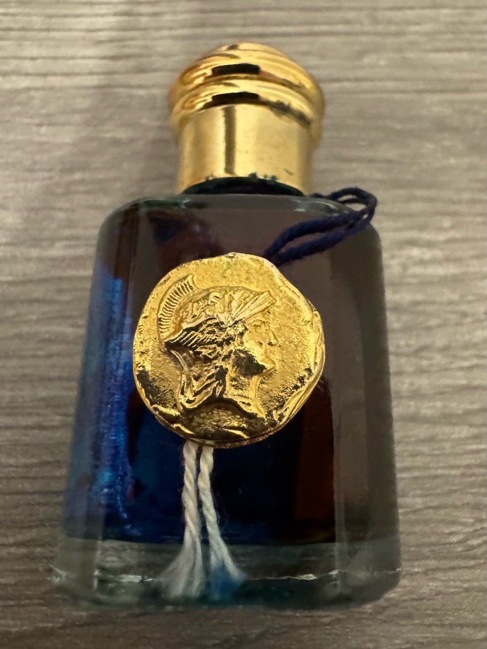 Murano glass ink bottle with blue ink (1/4 full) with signature golden seal